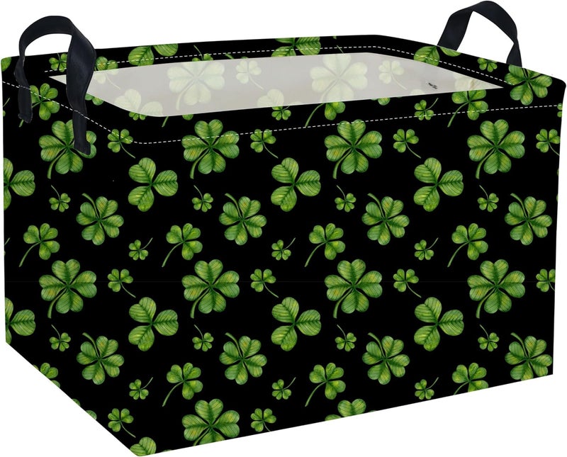 DDBASKET Rectangle Patrick's Day Baskets Kids Baskets Clover Storage Bin Organizer Box for Room Decor Gift Basket - Image 1